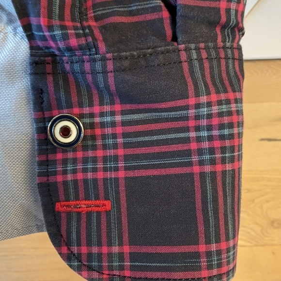 Blue Industry Perfect Fit Shirt Size 39, navy and pink plaid - Picture 9 of 10